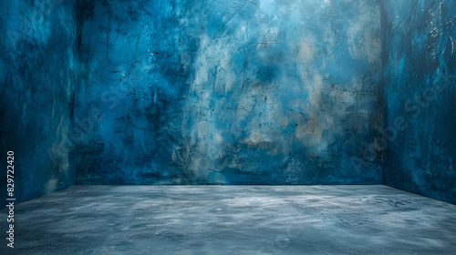 Blue background for portrait photo. Portrait backdrop for studio Painted canvas or muslin fabric cloth studio backdrop or background, Generative AI 