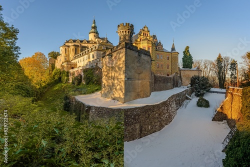 Chateau and Castle Frydlant. Winter and autumn version mix.