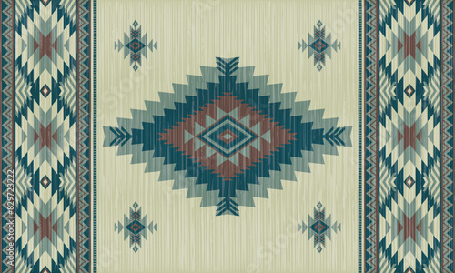 American tribal ethnic native pattern.Traditional Navajo,Aztec,Apache,Southwest and Mexican style fabric pattern.Abstract vector motifs pattern.For fabric,clothing,blanket,carpet,woven,wrap,decoration