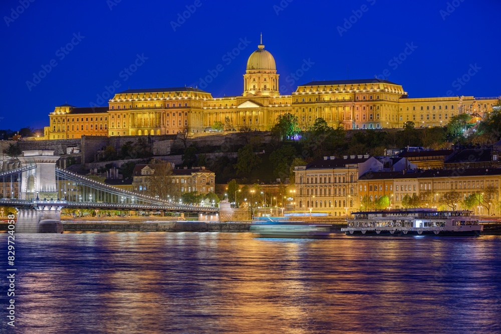 Buda Castle (Royal Palace) by the Danube river. Budapest, Hungary.