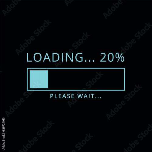 Vector illustration of 20% loading progress bar, buffering, downloading, uploading and loading icon. photo