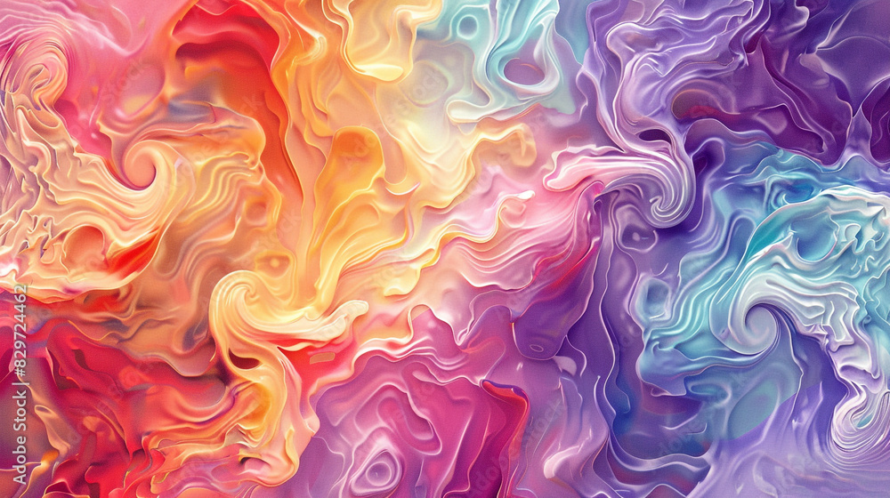 Fototapeta premium A vibrant pastel swirl of colors merging into chaotic patterns