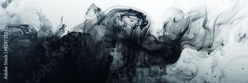 Ink Wash Abstract dark ink wash with flowing patterns background, ai generated © Seussi