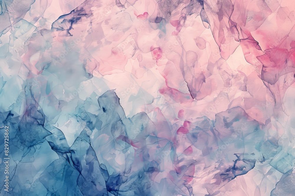 Abstract watercolor background with shades of blue, pink, and white.  Swirling, flowing colors create a dreamy and ethereal design.