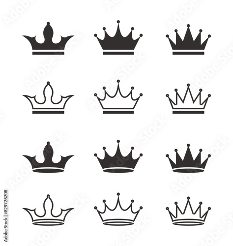Crown icons set in black colour