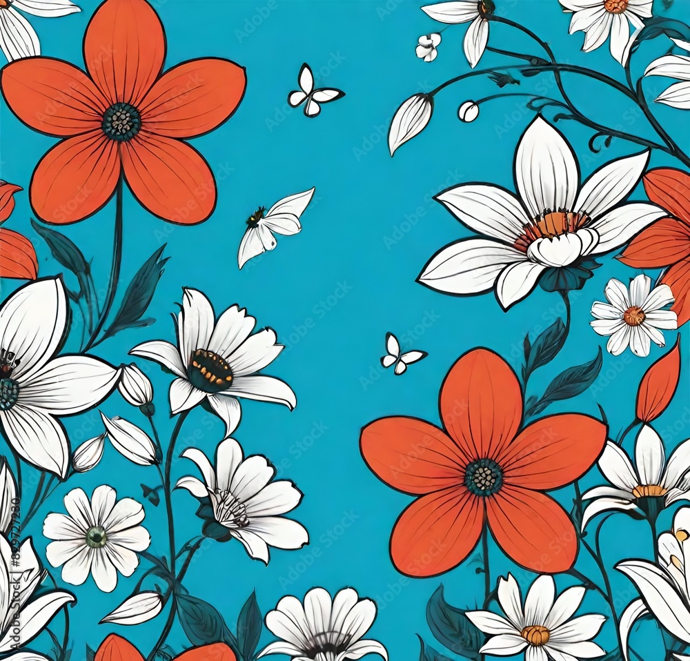 seamless floral pattern, vector, wallpaper, design, spring, nature, decoration, art, illustration, summer, texture, textile