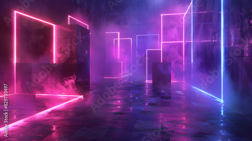 3d rendering, abstract neon texture background. Generative AI.