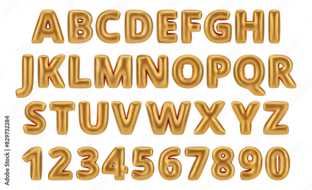 ABC letters and numbers, isolated realistic golden balloons font. Vector glossy alphabet symbols and characters, inflatable numeric for birthdays or party decorations. English typeface design ABC letters and numbers, isolated realistic golden balloons font. Vector glossy alphabet symbols and characters, inflatable numeric for birthdays or party decorations. English typeface design