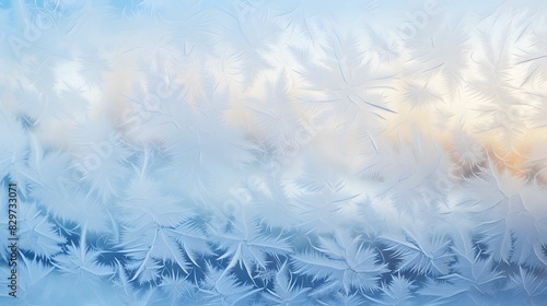 Frozen window with frost patterns on glass. Winter background. Generative AI. © Studicon