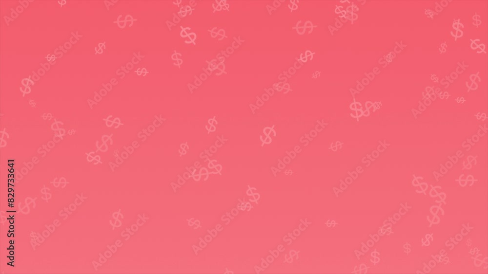 Red color moving dollar signs currency and economy background , dollar sign raining background Red color moving dollar signs currency and economy background , dollar sign raining background