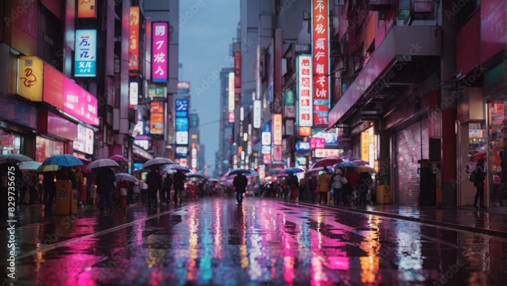 Neon Reflections: A Rainy Night in the City Neon Reflections: A Rainy Night in the City