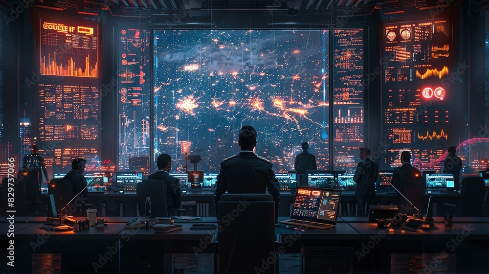 A man sitting in a futuristic control room observing a spectacular cosmic event through a large window A man sitting in a futuristic control room observing a spectacular cosmic event through a large window