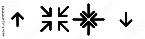 minimize icon rally compact size small scale arrows icons . shrink icon resize in arrows vector