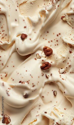 Hazelnut Praline Ice Cream Surface Close-up Shot