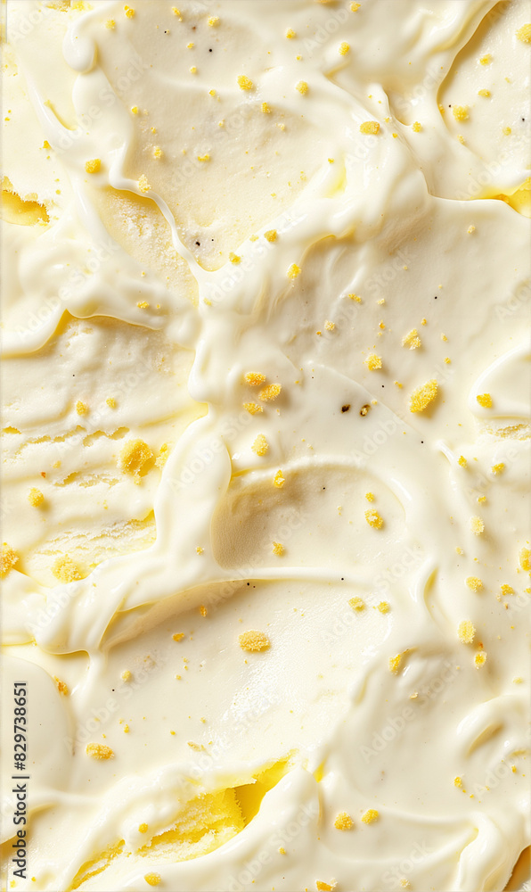 lemon cheesecake ice cream surface close-up shot, a closeup of the lemon cheesecake ice cream texture, displaying its creamy base with a light yellow color and pieces of graham cracker lemon cheesecake ice cream surface close-up shot, a closeup of the lemon cheesecake ice cream texture, displaying its creamy base with a light yellow color and pieces of graham cracker