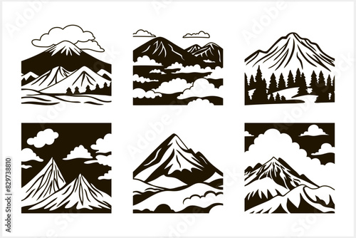 Doodle mountain icon isolated. Hand drawing clip art. Vector stock illustration illustration. EPS 10 (ID: 829738810)