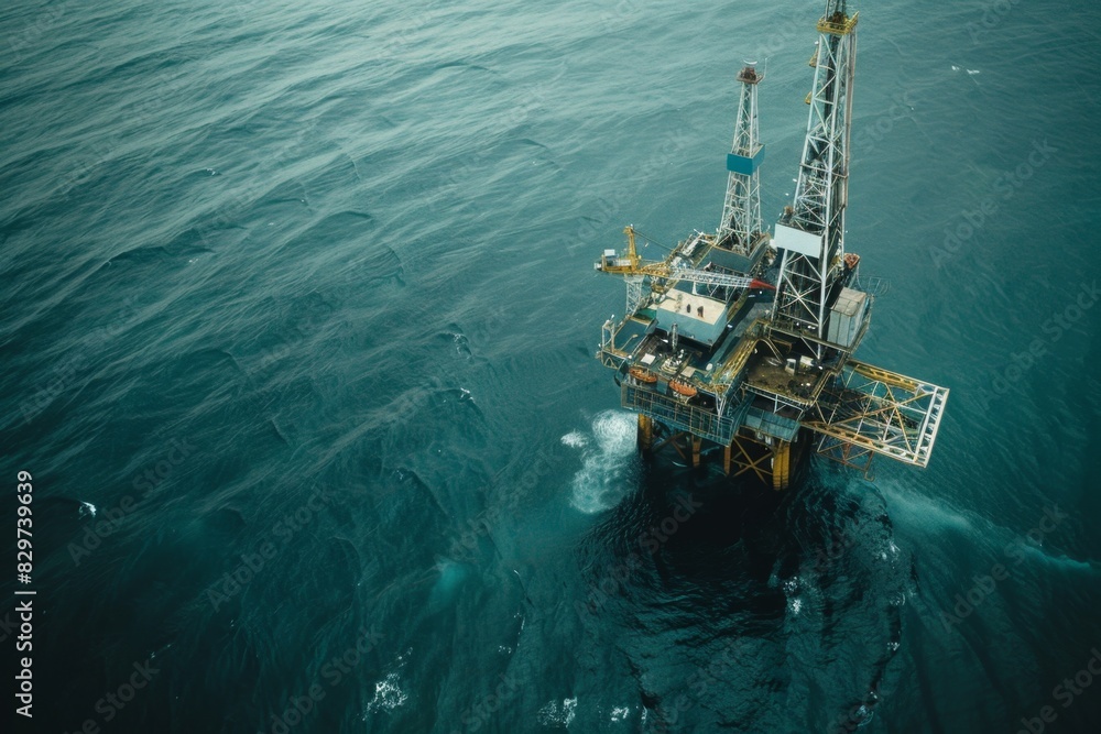  Aerial View of Offshore Oil Rig Platform in the Ocean