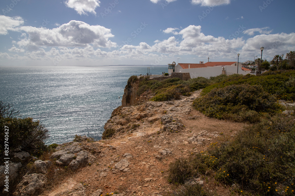 Scenic view of a rocky coast of Algarve in Portugal Scenic view of a rocky coast of Algarve in Portugal