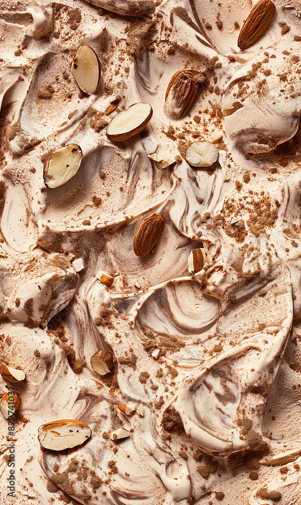 Mocha Almond Fudge Ice Cream Surface Close-up Shot
