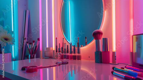 A stylish makeup corner featuring 