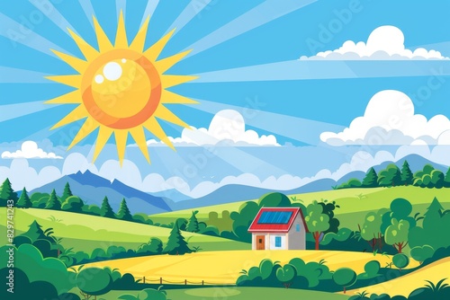 Rural Landscape With House in Foreground