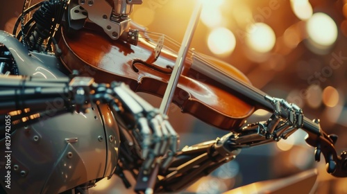 A robot is playing a violin photo