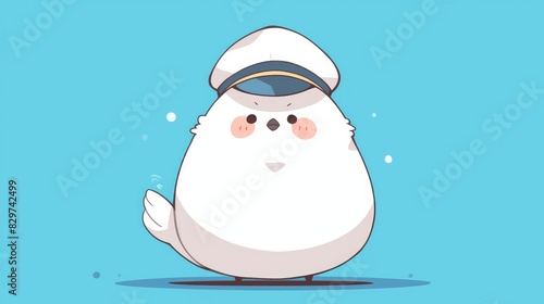 A charming cartoon sailor character with a white hat inspired by the coronavirus situation exudes cuteness photo