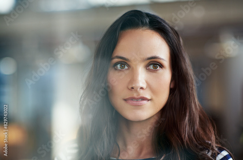 Free Download Thinking, face or businesswoman with inspiration, ideas or future plan in office or startup company. Designer, reflection or entrepreneur daydreaming in workplace for decision, opportunity or choice - GFXLoad