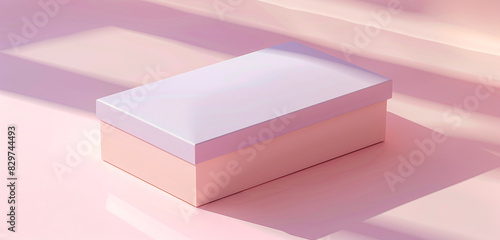 Subtle shadow backdrop featuring a pastel pink box with a soft lavender lid. photo