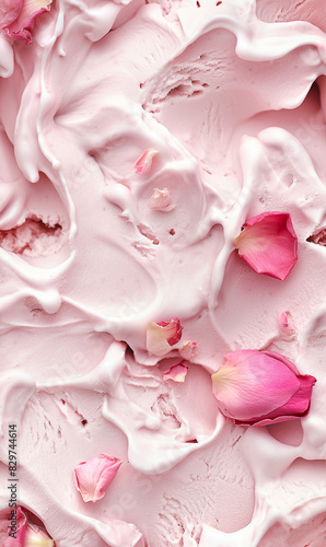 Wallpaper Mural rose ice cream surface close-up shot, a closeup of the rose ice cream texture, highlighting its creamy base with a light pink color and delicate rose petals Torontodigital.ca