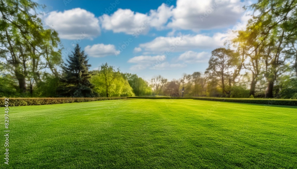 Springtime Splendor: Green Lawn and Majestic Trees Springtime Splendor: Green Lawn and Majestic Trees