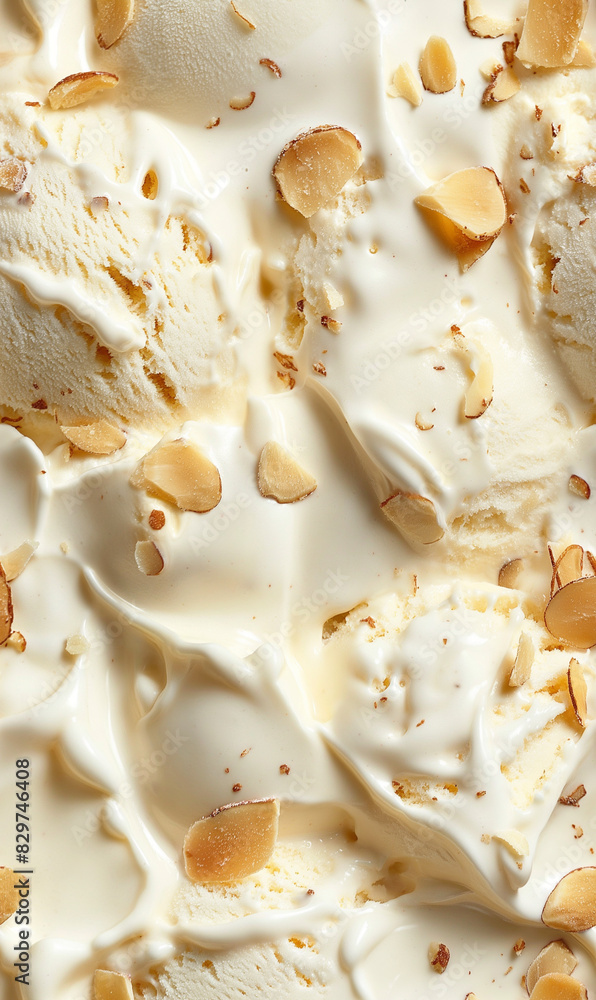 toasted almond ice cream surface close-up shot, a closeup of the toasted almond ice cream texture, displaying its creamy base with pieces of toasted almonds toasted almond ice cream surface close-up shot, a closeup of the toasted almond ice cream texture, displaying its creamy base with pieces of toasted almonds