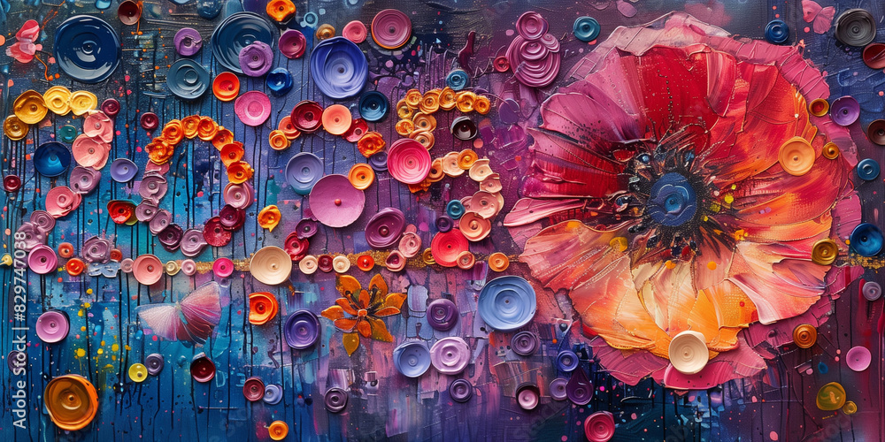 A painting showcasing a red flower against a vivid blue background 2025 A painting showcasing a red flower against a vivid blue background 2025