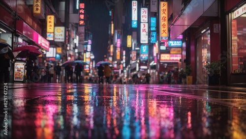 Neon Reflections: A Rainy Night in the City © RTStudio