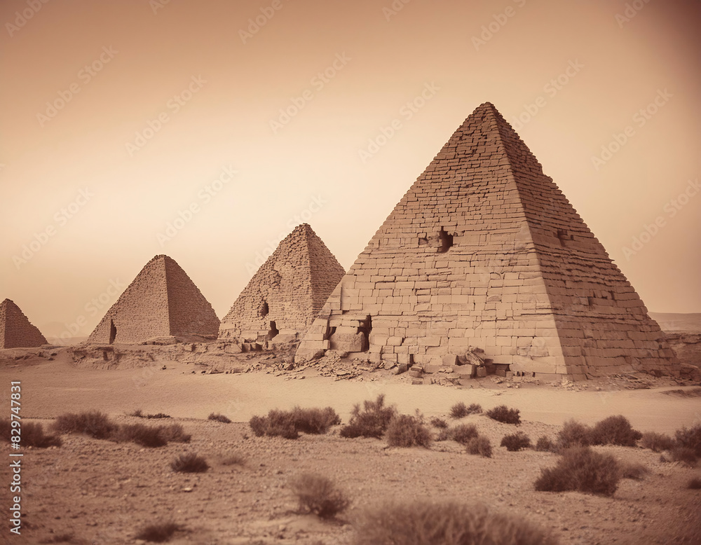 pyramids in Egypt in Black and White Sepia Tone pyramids in Egypt in Black and White Sepia Tone