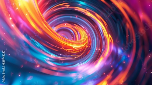Vibrant abstract swirl of glowing colors, creating an immersive and dynamic visual experience with light and motion elements.