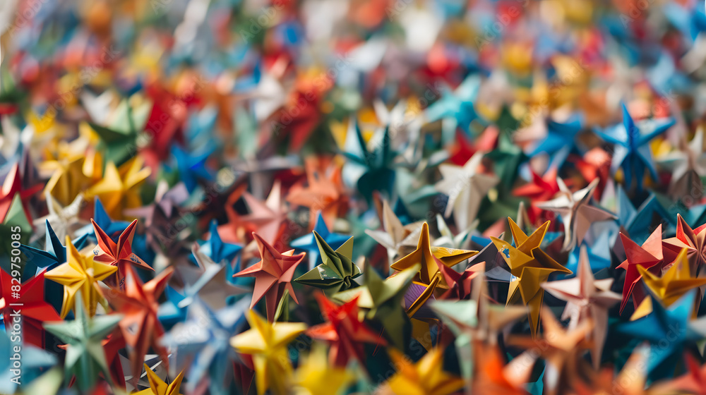 Large crowd of diverse people in origami. Generative AI. Large crowd of diverse people in origami. Generative AI.