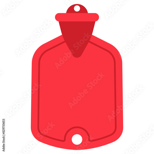 Hot water bottle for pain relief vector cartoon illustration isolated on a white background.
