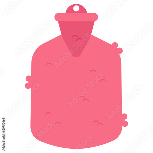 Plush hot water bottle vector cartoon illustration isolated on a white background.