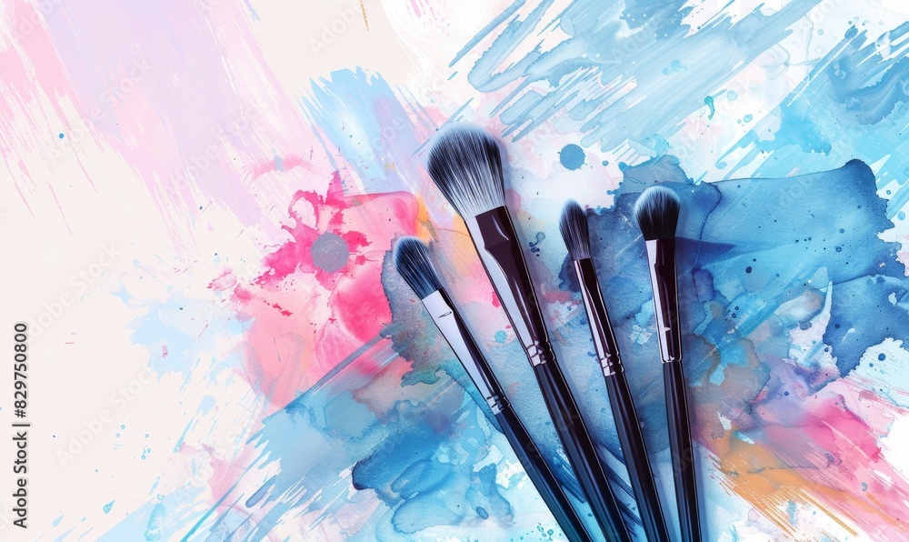 Obraz premium watercolor makeup brush