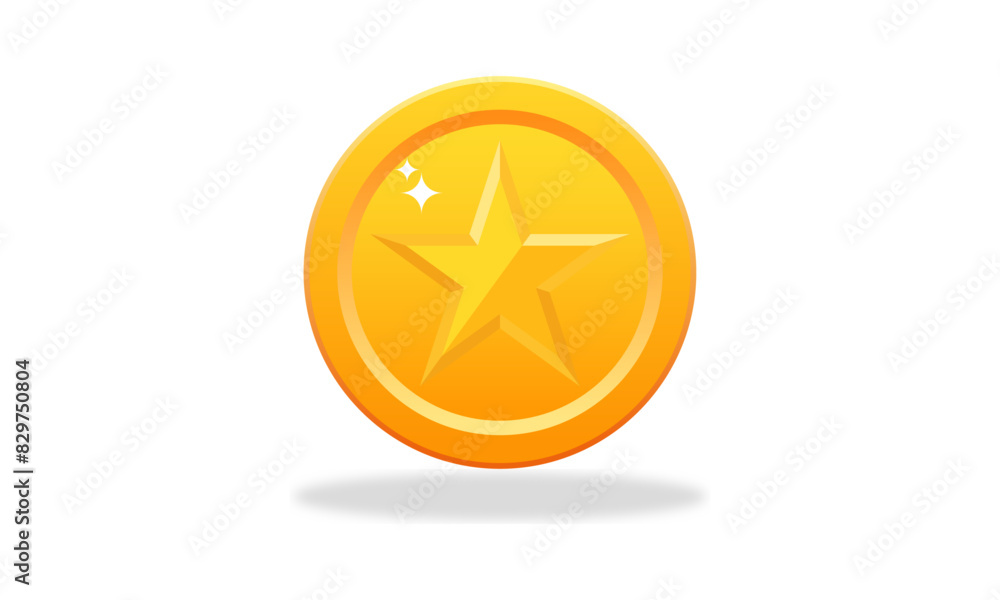 shiny gold medal on white background, flat style gold medal vector illustration. shiny gold medal on white background, flat style gold medal vector illustration.