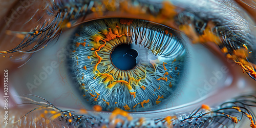 Detailed macro shot of a blue human eye