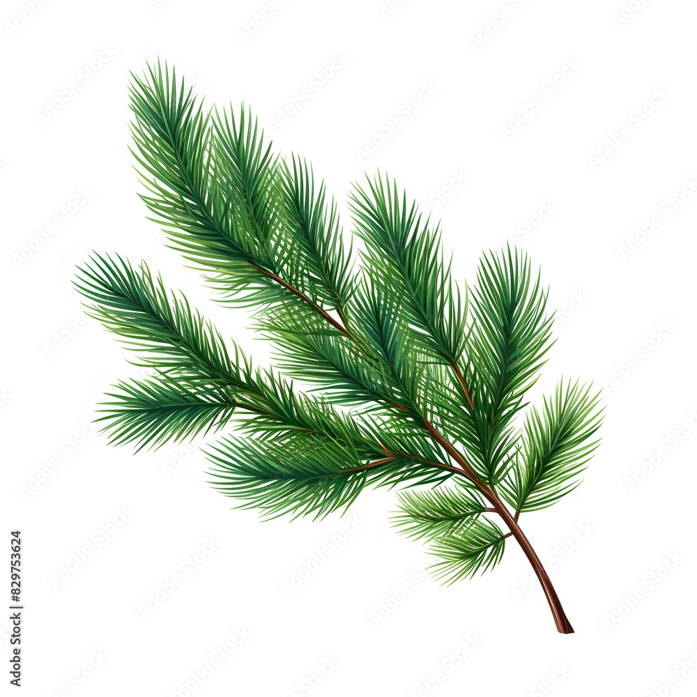 Naklejka premium Spruce branch. Green fir. Realistic Christmas tree. Generative AI.