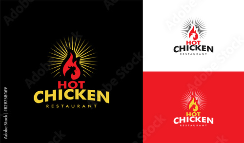 logo label grilled chicken restaurant,  spicy chicken, with grilled chicken icon minimalistic