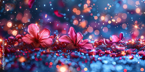 Bunch of pink flowers resting on top of a table Christmas  New Year