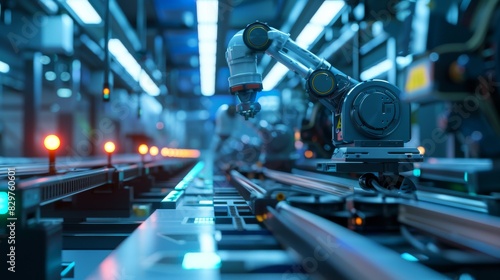 Factory AI system adjusts production rates to match market demand fluctuations in real-time, Created with Generative AI. photo