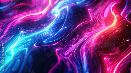 Neon luminous abstract background with neon hues, AI generative