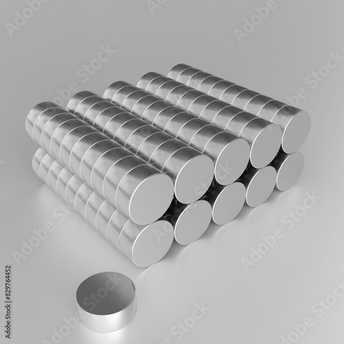 Neodymium magnets isolated on white background. 3D Rendering