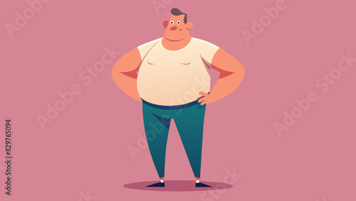 A stout man with a round belly standing tall and confidently posing for the camera.. Vector illustration