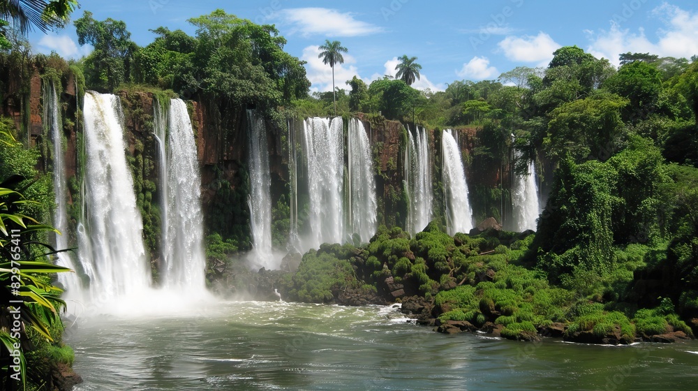 Naklejka premium Iguazu Falls on the border of the Argentine and Brazilian Iguazu National Parks.